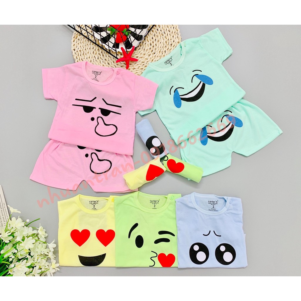 Sét 5 bộ quần áo cộc tay cotton cho bé 3-14kg