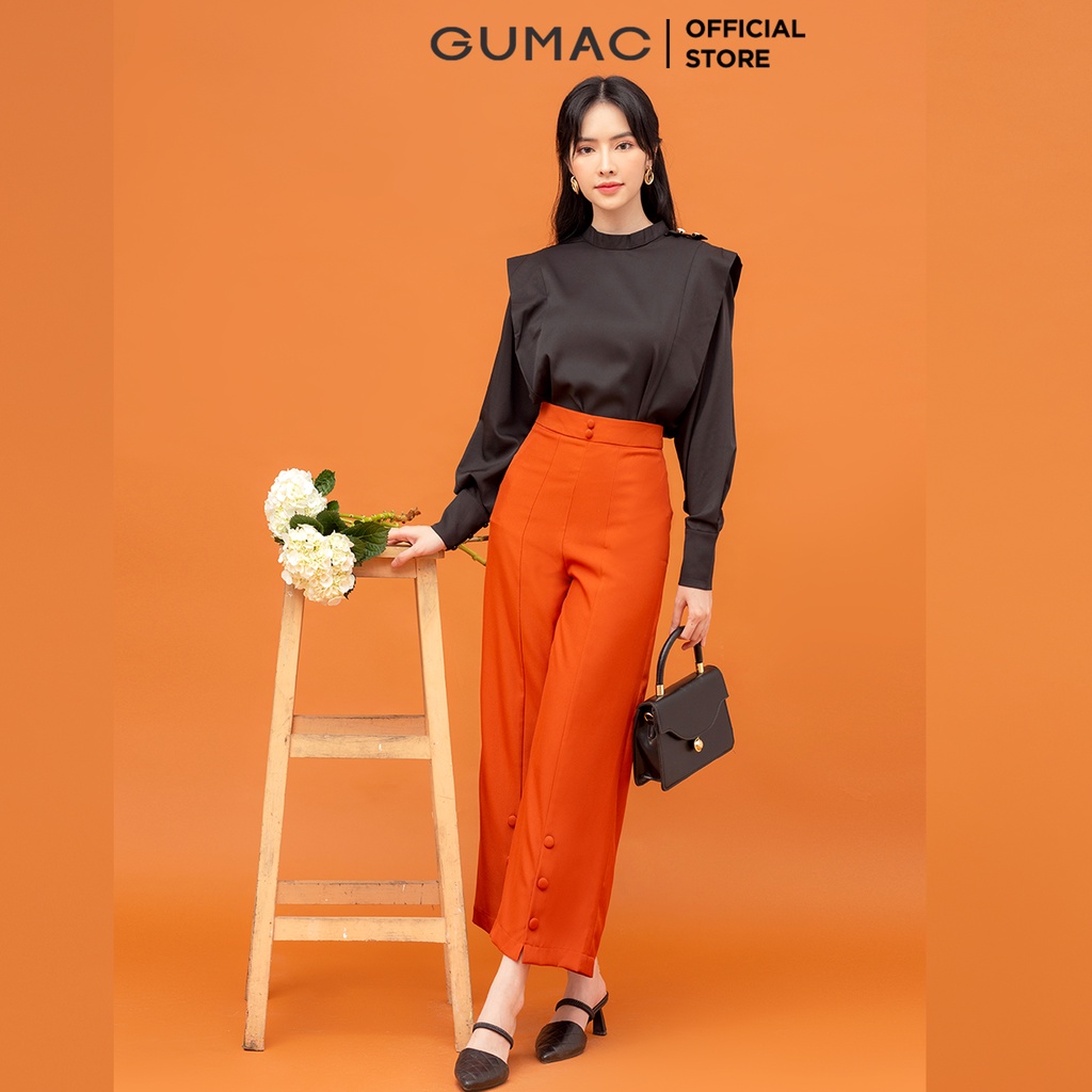 [Mã WABRGB11 giảm 10% đơn từ 250k] Quần tây nữ ống rộng phối nút GUMAC nhiều màu QB530