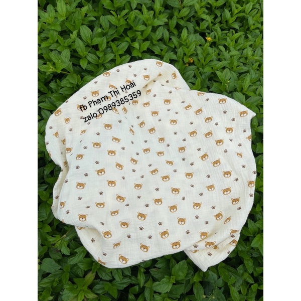 Vải xô muslin 2 lơp cao cấp hình con hổ siêu xinh hàng loại 1