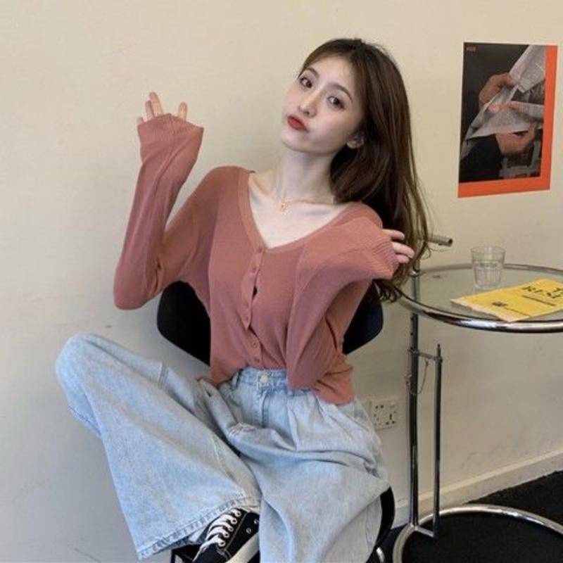 Áo Khoác Cardigan Dệt Kim Tay Dài Chống Nắng Thời Trang Mùa Hè 2022 Cho Nữ