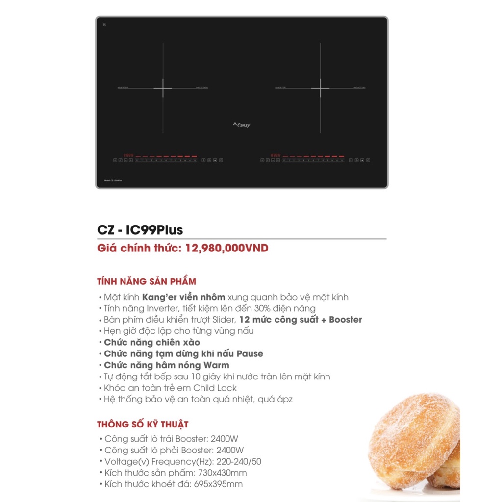 Bếp từ đôi Canzy CZ IC99 plus bảo hành chính hãng 3năm
