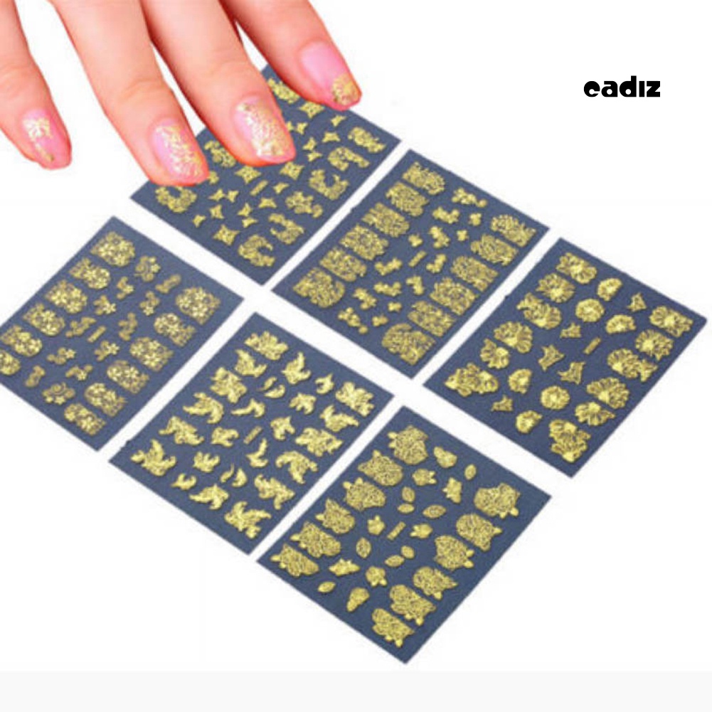 Bộ 12 Miếng Dán Trang Trí Móng Tay Hình Hoa Sang Trọng Cho Nữ