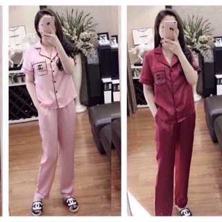 Bộ Pijama lụa cộc tay quần dài