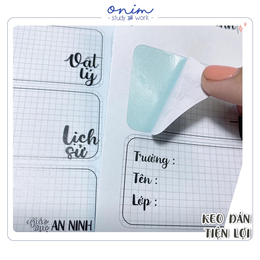 Nhãn Vở theo tên môn học - Sticker Nhãn Vở Môn Học tiện lợi - Link không in tên theo yêu cầu - Onim thiết kế