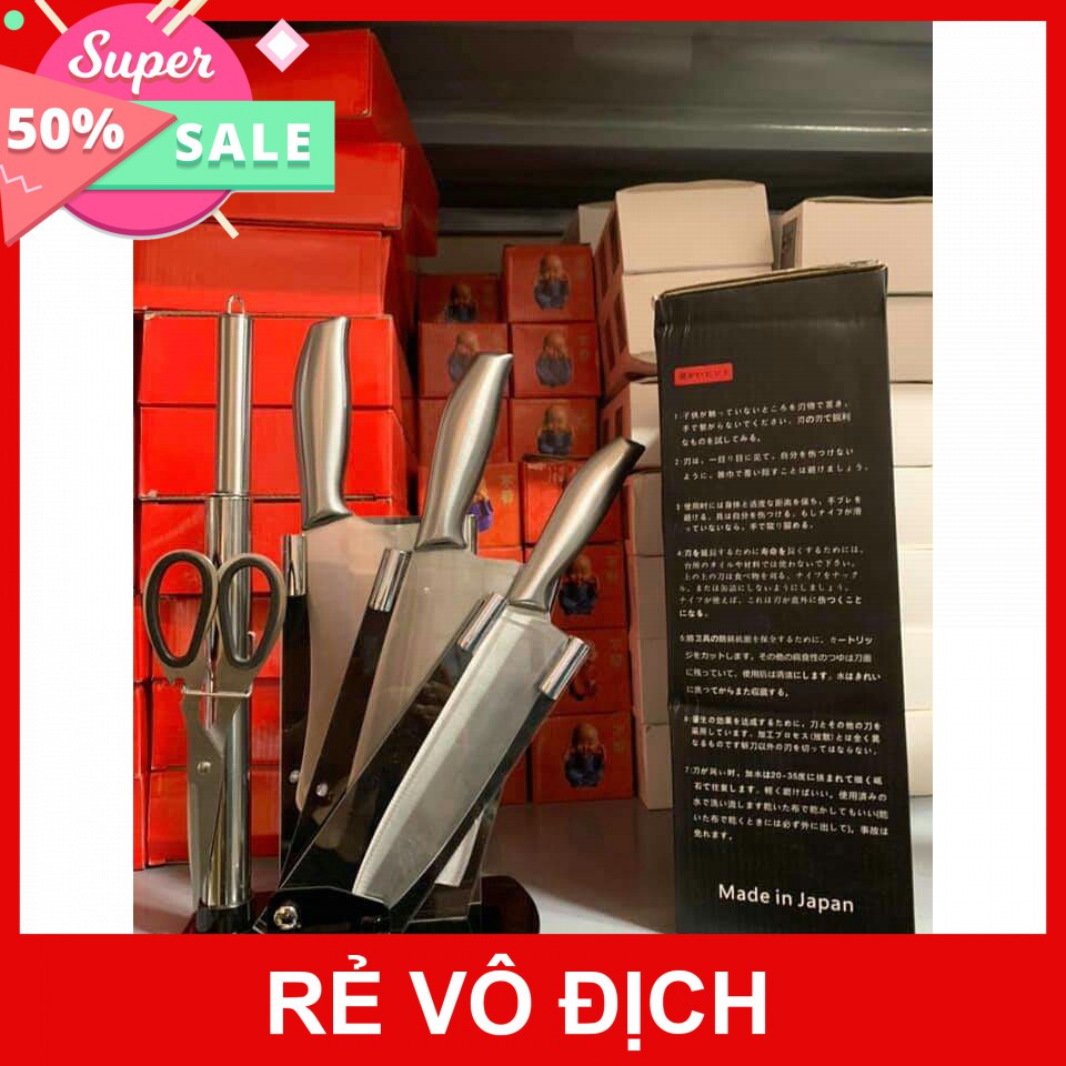 [Hot]-Bộ Dao Inox 6 Món Cao Cấp Đúc Nguyên Khối Xuất Nhật