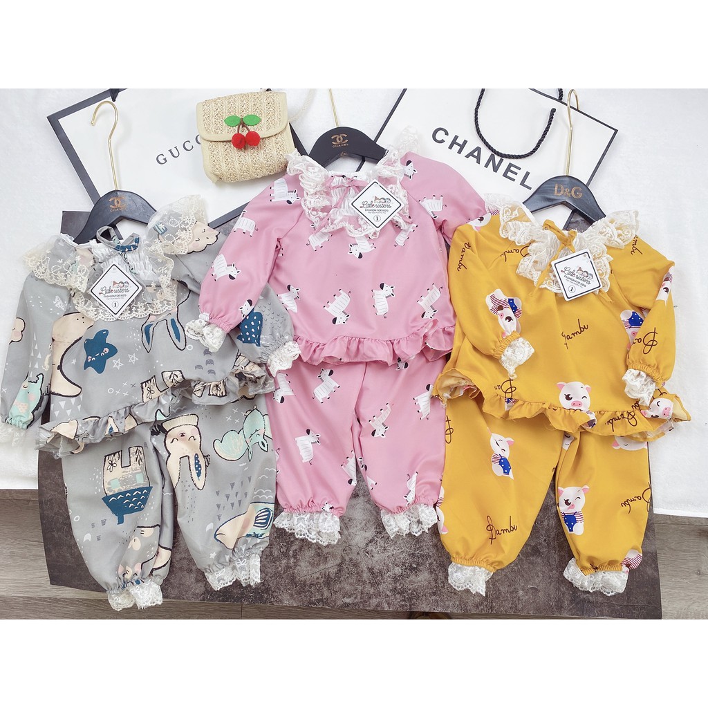 [Mã FARSBR242 giảm 15% đơn 99K] Bộ Ngủ Pijama Dài Tay Bé Gái Viền Ren Kate Hàn [ BN05] - Babi mama