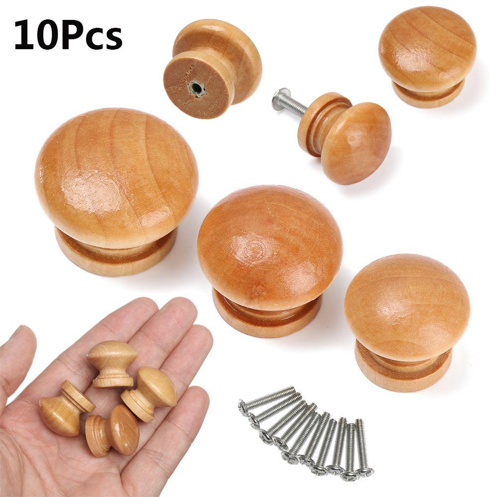 Set 10 Tay Nắm Cửa Tủ Bằng Gỗ Hình Tròn Tiện Dụng Cho Nhà Bếp