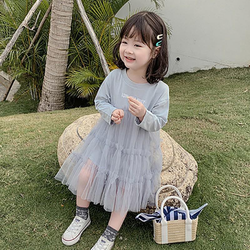 Váy tay dài in chữ phối màu sắc xinh xắn dành cho bé