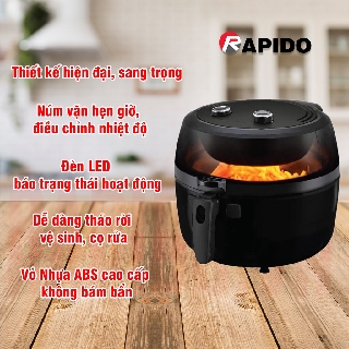 Nồi chiên không dầu Rapido RAF6.5M2 6.5 lít 1800W - Hàng chính hãng
