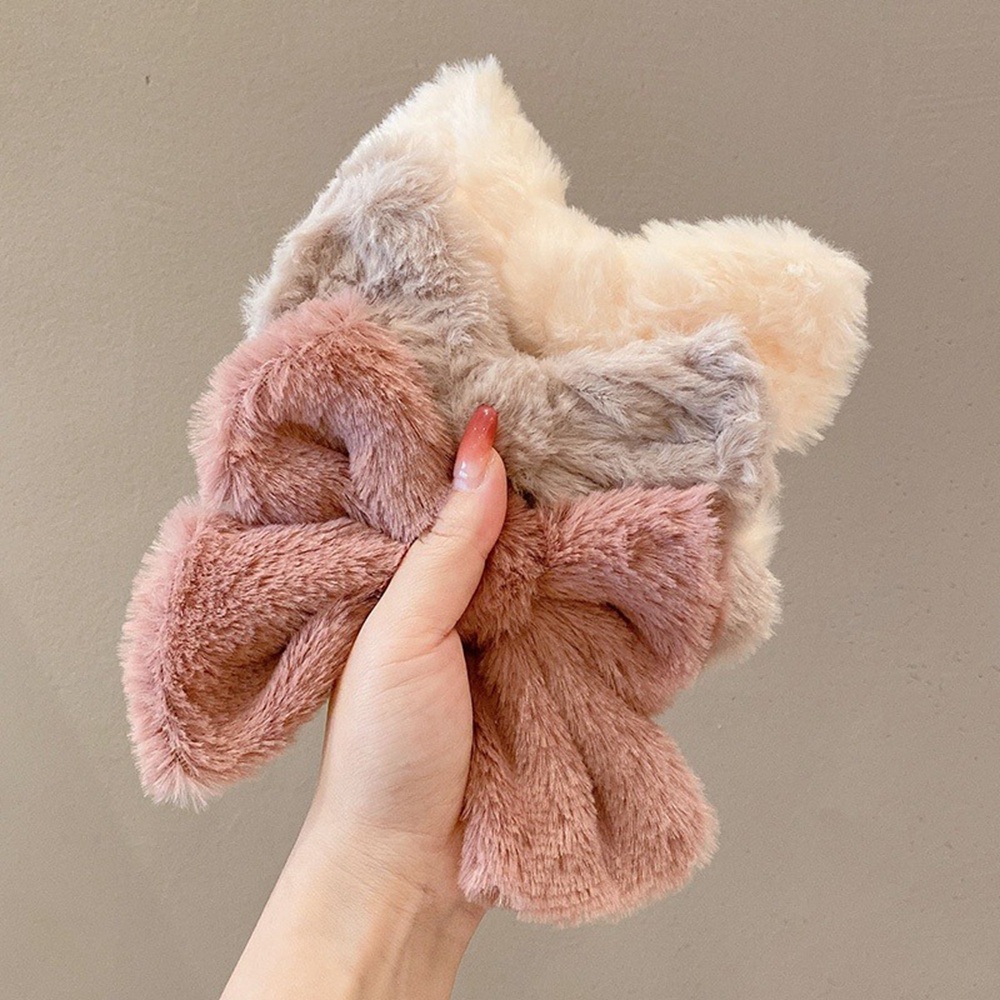 Kẹp Tóc Hình Nơ Lưng Phủ Lông Ngọt Ngào Xinh Xắn Cho Nữ