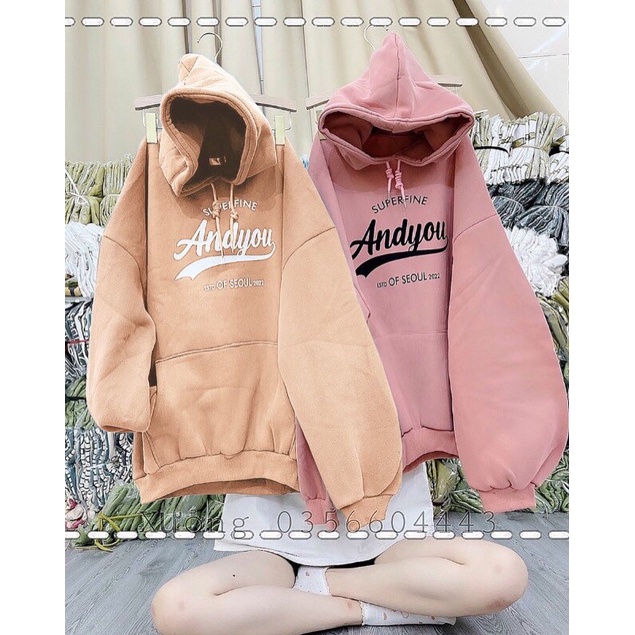 Áo Khoác Hoodie ANDYOU Vải da cá loại 1 hàng VNXK Phối Chữ Kèm Nón Rộng Phong Cách Ulzzang Hàn Quốc Hot Trend Mới
