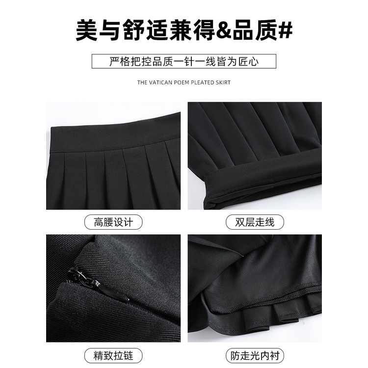 NRVP Chân váy ngắn xếp ly dáng chữ A lưng cao màu sắc xinh xắn phong cách Hàn Quốc