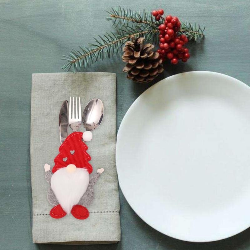 1 Vỏ Bọc Dao Nĩa Hình Búp Bê Vô Diện Trang Trí Giáng Sinh Năm Mới