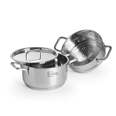 Bộ nồi xửng hấp inox 304 cao cấp FiveStar Plus FPNX20001 nắp inox size 20cm , 3 đáy dùng được mọi bếp , bảo hành 25 năm