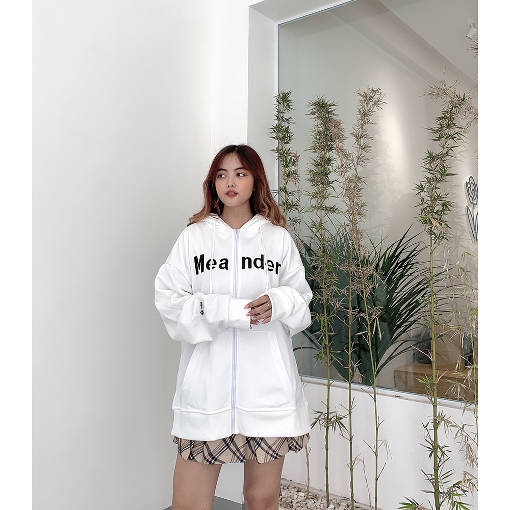 Áo khoác hoodie zip HDU- MEANDER nam nữ form rộng có mũ basic chất liệu nỉ bông cào mã HD2