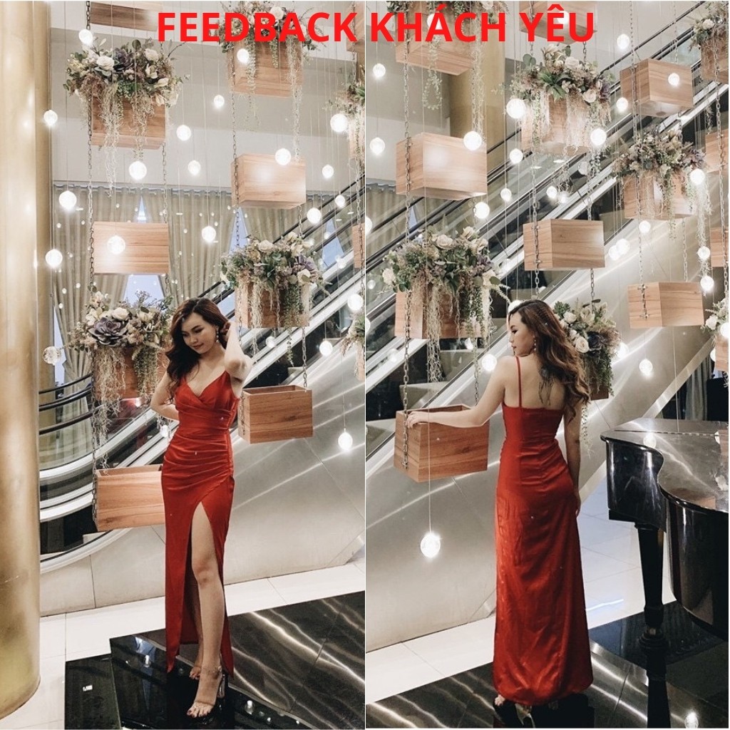 Đầm dạ hội maxi phi cổ đắp chéo xẻ đùi kèm ảnh thật/đầm dự tiệc Eva_home_fashion | BigBuy360 - bigbuy360.vn