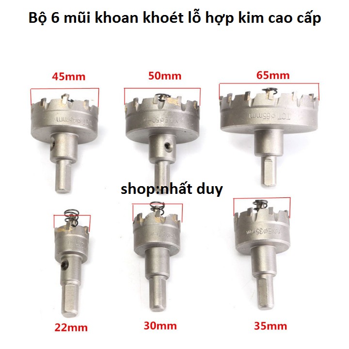 Bộ 6 mũi khoan khoét lỗ tròn hợp kim cao cấp