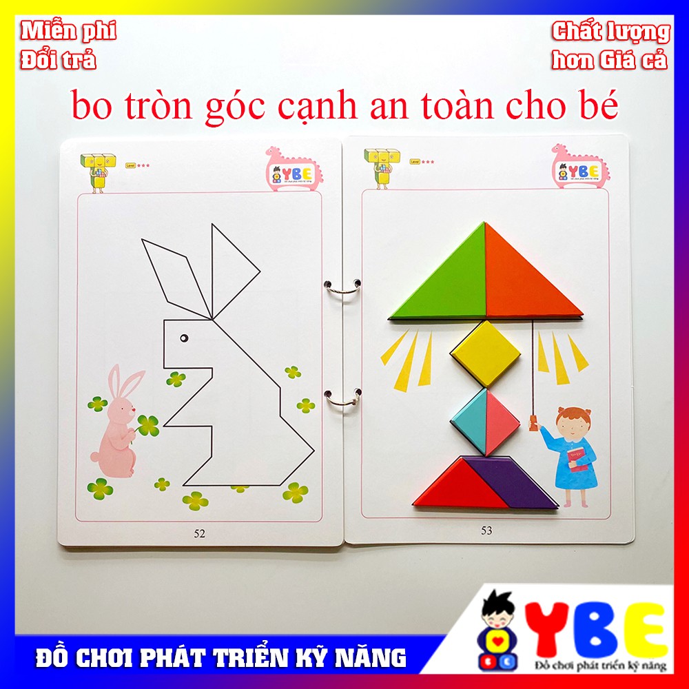 Đồ chơi trí tuệ xếp hình Tangram bộ 2 phát triển kỹ năng vừa chơi vừa học theo phương pháp montessori cho bé từ 2 tuổi