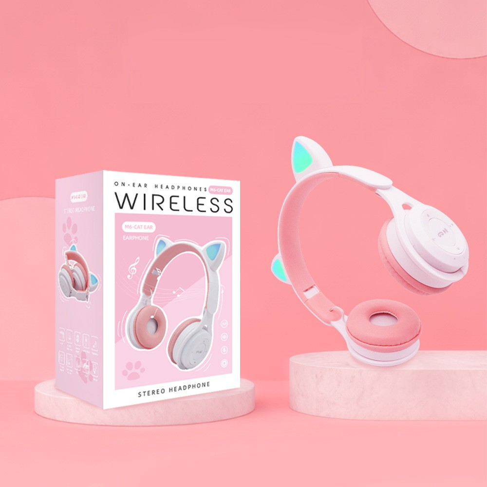 Tai Nghe Chụp Tai Hình Tai Mèo Không Dây Có Đèn Led Và Mic | BigBuy360 - bigbuy360.vn