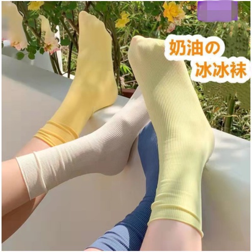 Vớ Dài Trung Bình Màu Trắng Đen Đơn Giản Thời Trang Mùa Hè Cho Nữ