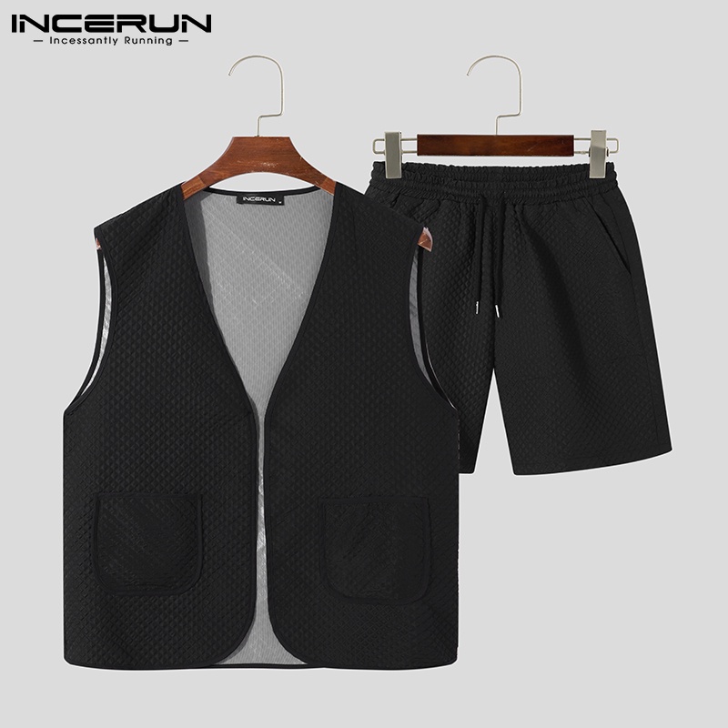 Set áo không tay + quần short INCERUN thời trang mùa hè cho nam