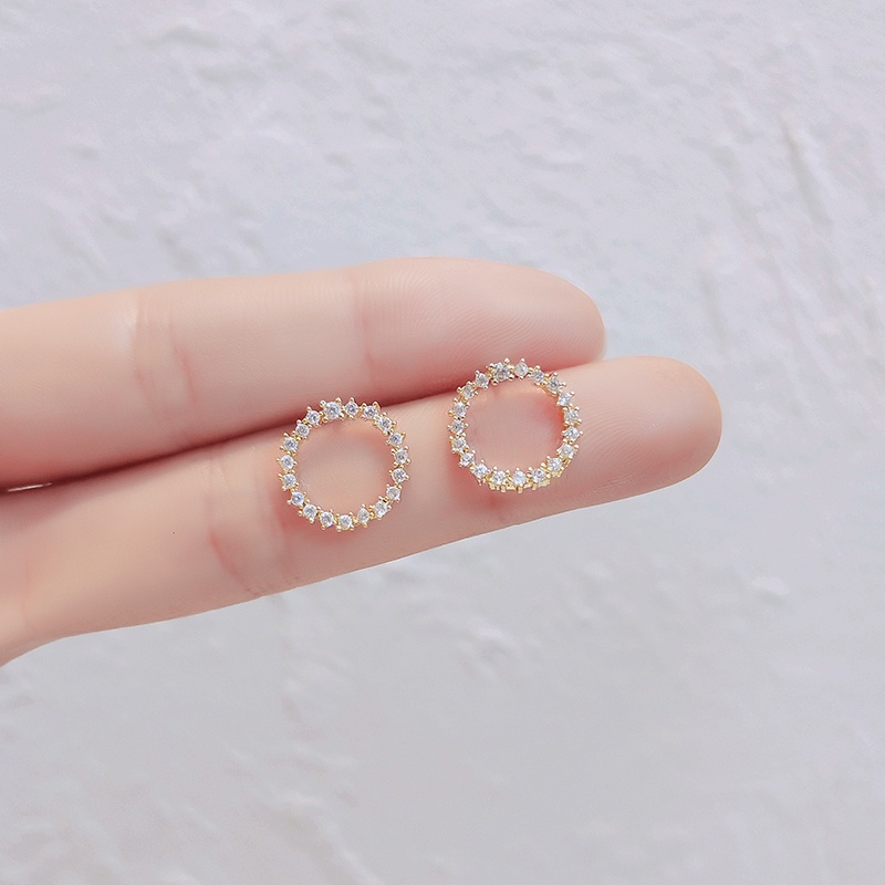 [Jiudolan] Bông Tai Tròn Bằng Bạc Tinh Tế Đơn Giản Cho Nữ