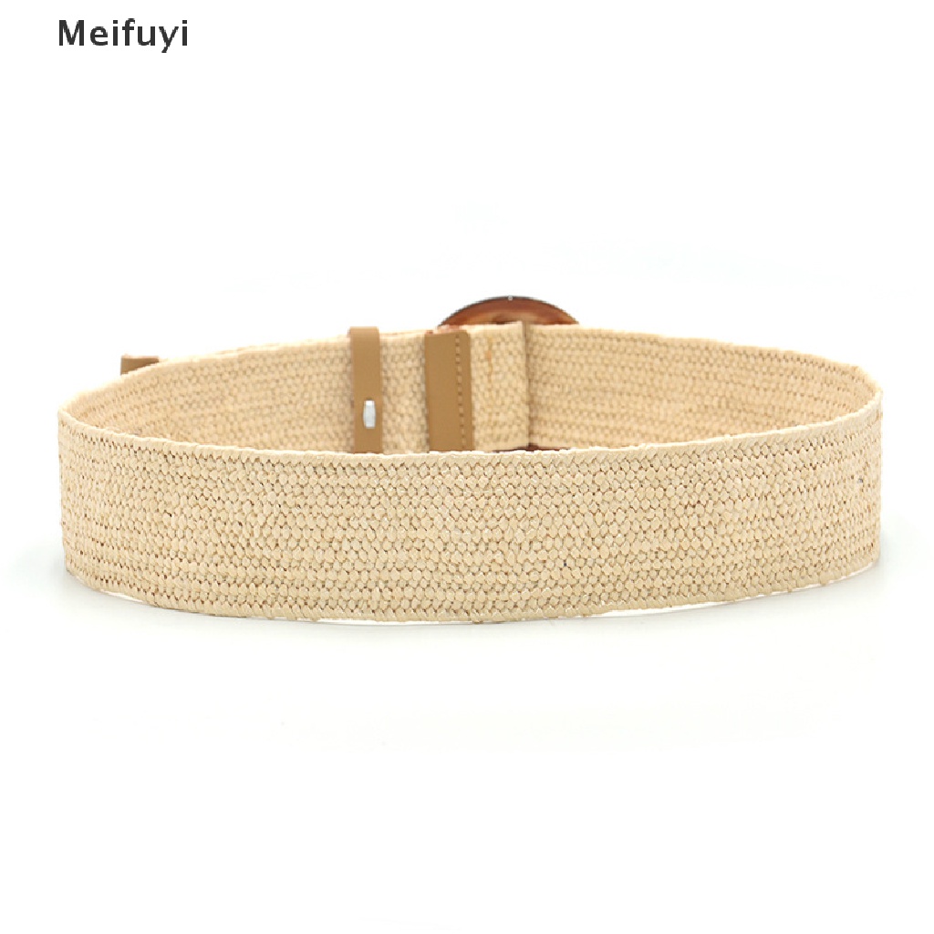 Đai thắt lưng đan cói bản rộng khóa gỗ tròn phong cách boho cổ điển VN439