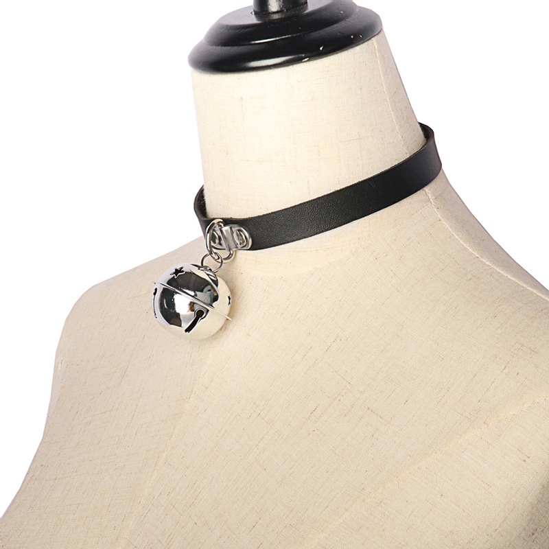 Vòng Cổ Choker Da Đính Chuông Lớn Phong Cách Gothic Punk Hóa Trang Cho Nữ