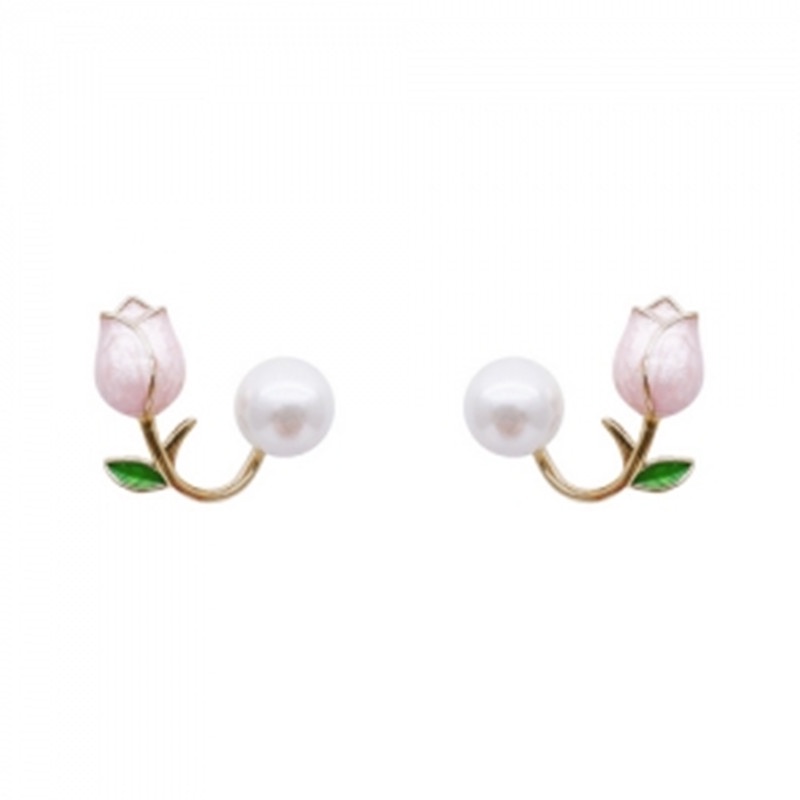 Bông Tai Mạ Bạc 925 Hình Hoa Tulip Đính Ngọc Trai Phong Cách Hàn Quốc Mới 2022