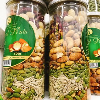 500g Mix nuts 8 trong 1 hạt TÁCH SẴN VỎ ( macca, hạnh nhân, điều, óc chó đỏ, dẻ cười, bí, hướng dương )