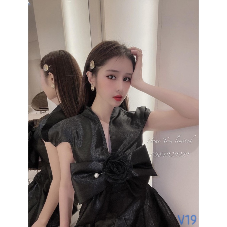 ĐẦM XÒE TAFTA CÔNG CHÚA PHỐI NƠ NGỰC TAY CỤP DỰ TIỆC XINH HẾT NẤC PU HHP FASHION