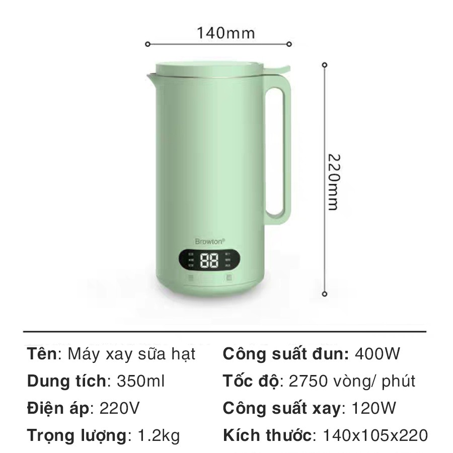 Máy Nấu Sữa Hạt Đa Năng Máy Xay Sữa Đậu Lành Nấu Cháo Nấu Soup Xay Sinh Tố Dung tích 350ml