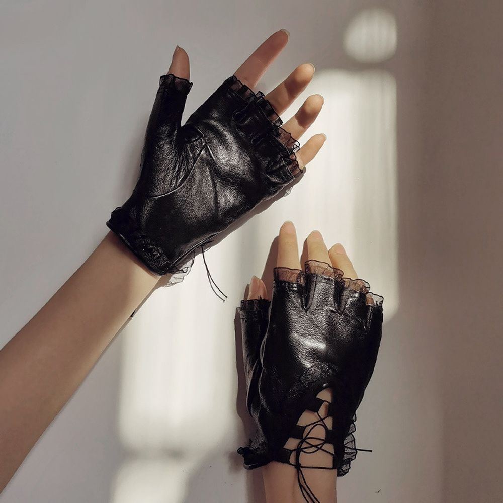Găng tay da PU hở ngón phong cách gothic cá tính quyến rũ dành cho nữ