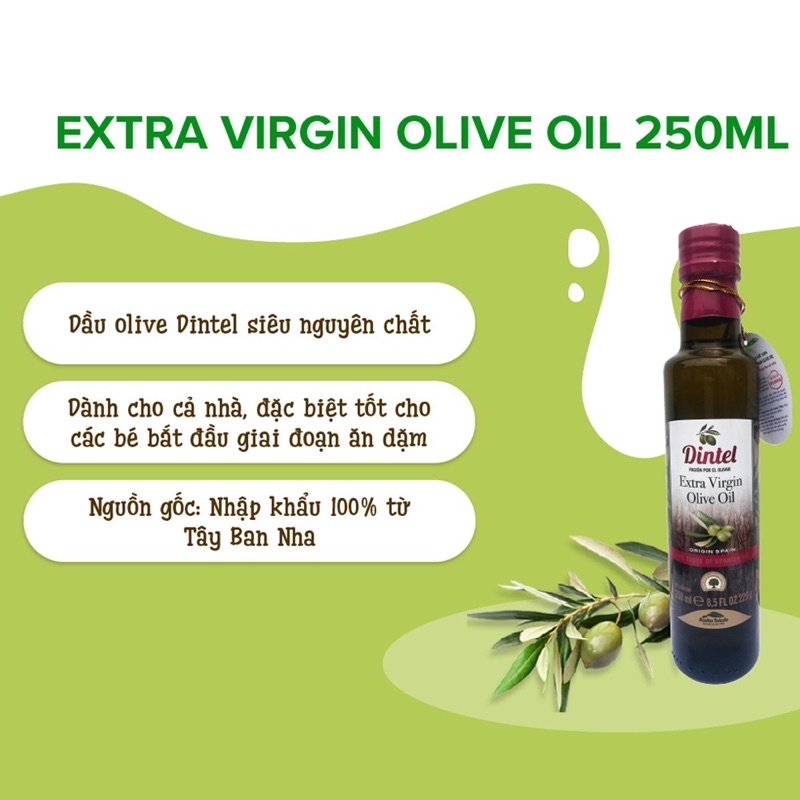 Dầu ăn dặm Olive Dintel HiPP (Extra Virgin) nhập khẩu Tây Ban Nha 250ml