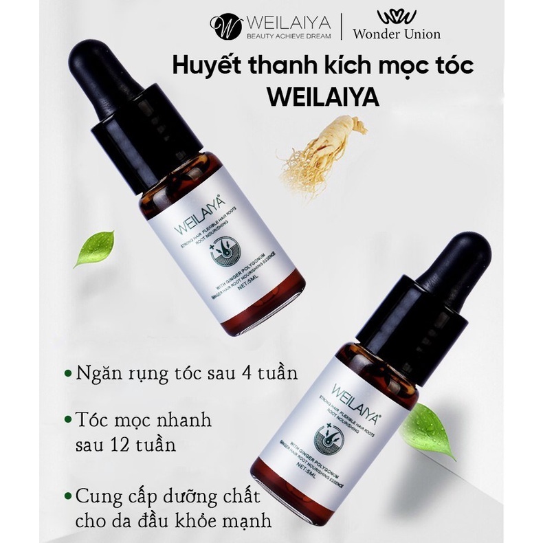 Tinh dầu dưỡng tóc Weilaiya Ginger Hair Root Nourishing Essence giúp ngăn rụng và kích thích mọc tóc 5ml x 8 lọ