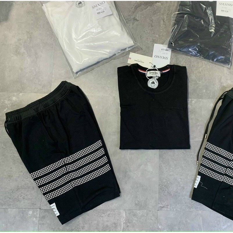 Bộ quần áo nam mùa hè ngắn tay phối viền sọc co dãn 4 chiều chất thun thoáng mát-KENT SHOP