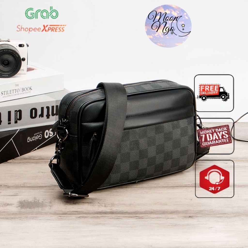 Túi Đeo Chéo Nam Nữ Họa Tiết Caro 💥 FREESHIP 💥 Túi Đeo Chéo Da Nam Nữ Thời Trang Đẹp Cao Cấp