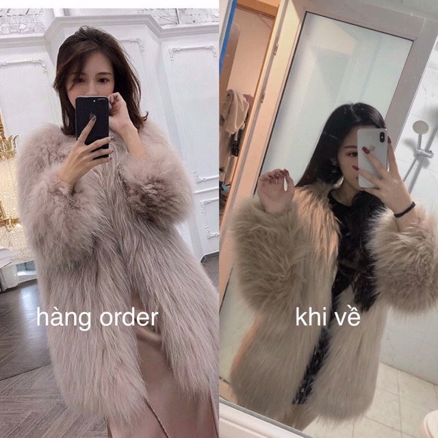 Áo khoác lông nữ lông cáo dệt kim thời trang cao cấp Hàng NK QCCC