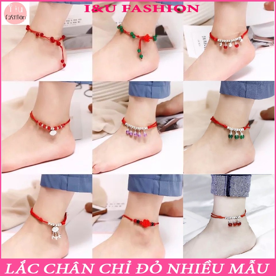 Lắc chân chỉ đỏ may mắn nhiều mẫu (có chọn mẫu ) siêu xinh với màu đỏ nổi bật kèm hoa , chuông , khóa trường mệnh LC-05