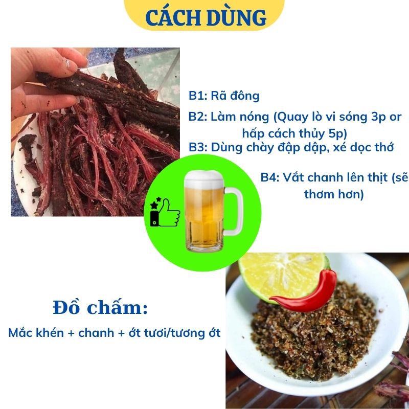 Gói dùng thử 100gr_Thịt trâu gác bếp Điện Biên, thịt khô ăn vặt. món nhậu tặng đồ chấm