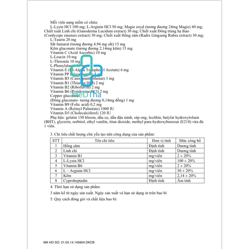 Vitamin GINGSENG - Viên uống bổ sung vitamin, bồi bổ cơ thể, giảm mệt mỏi, tăng sức đề kháng (Hộp 20 viên) [Chính hãng]