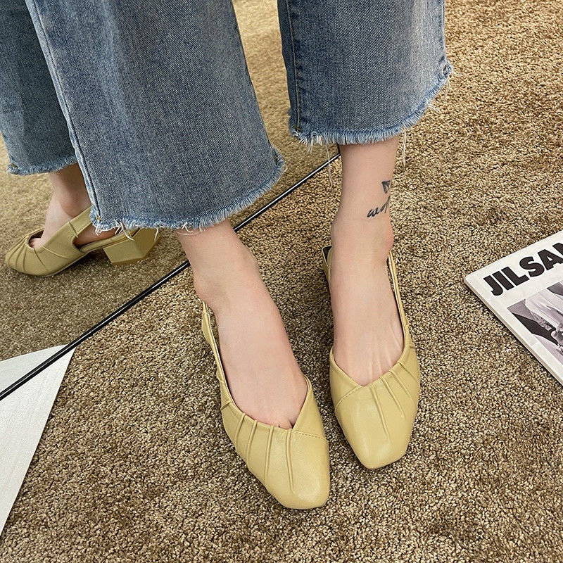 Giày Sandal Mũi Vuông Đế Dày Thời Trang Hàn Quốc Cho Nữ Size Lớn 40-43 41