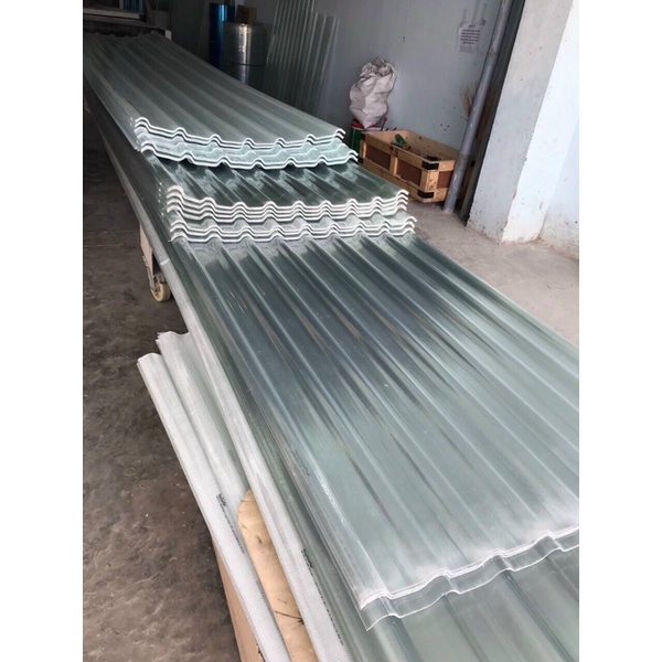Tôn nhựa PVC dày 6z 9 sóng vuông 1m08 x 2m xanh/ trắng