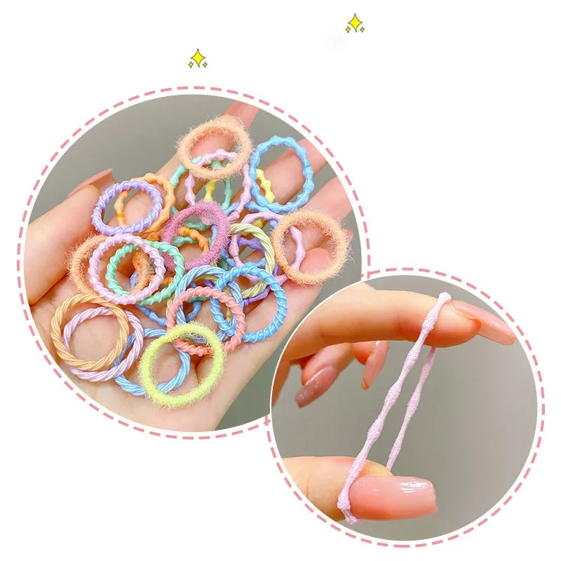 1 Hộp Dây Thun Cột Tóc Cỡ Nhỏ Màu Kẹo Phong Cách INS Dễ Thương Cho Bé Gái / Bé Gái
