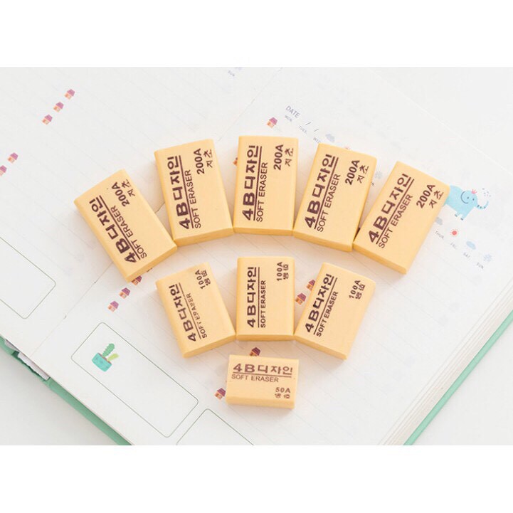 Tẩy bút chì Hàn quốc 4b loại đẹp 100EA, gôm tẩy bút chì cute cho học sinh