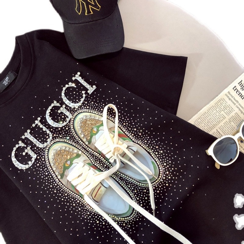 Áo phông nữ hình đôi giày gu xì siêu hot áo thun thêu giày buộc dây CG hình nổi AN3 hàng loại 1 đẹp nhất