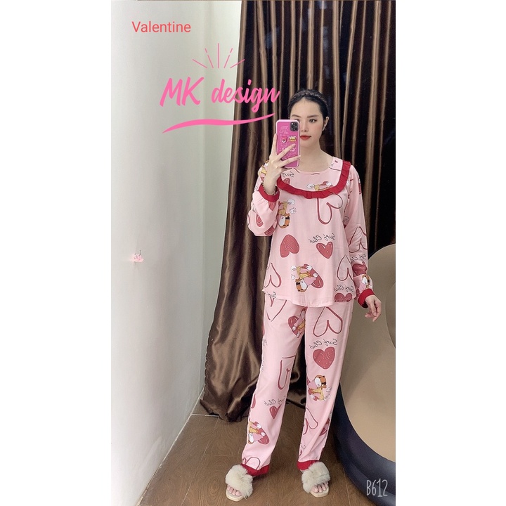 Đồ bộ tole  mặc nhà set tiểu thư tay dài quần dài cổ tròn style tiểu thư dễ thương