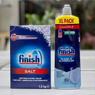Combo muối rửa bát Finish 1,2kg+Nước làm bóng bát chén finish 400ml dùng cho Máy Rửa Bát