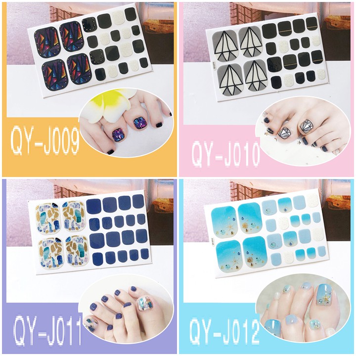 Bộ dán móng chân nail sticker gồm 22 móng, không thấm nước, có độ đàn hồi tốt Phần 1 QYJ