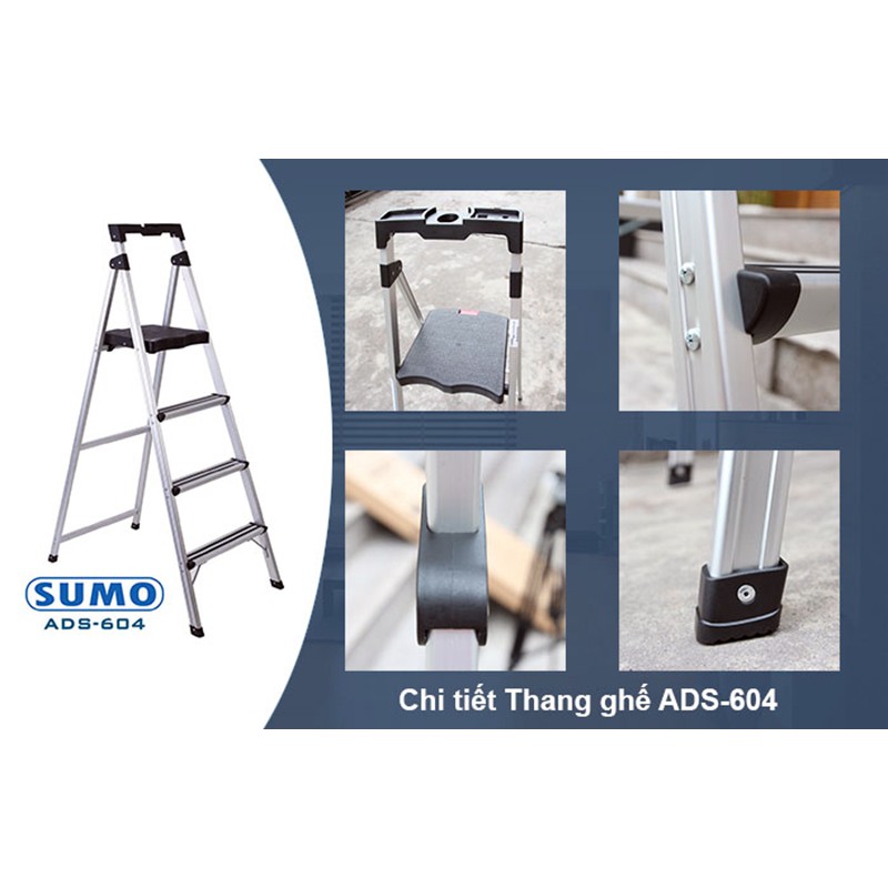 Thang nhôm ghế 4 bậc xếp gọn SUMO ADS-604